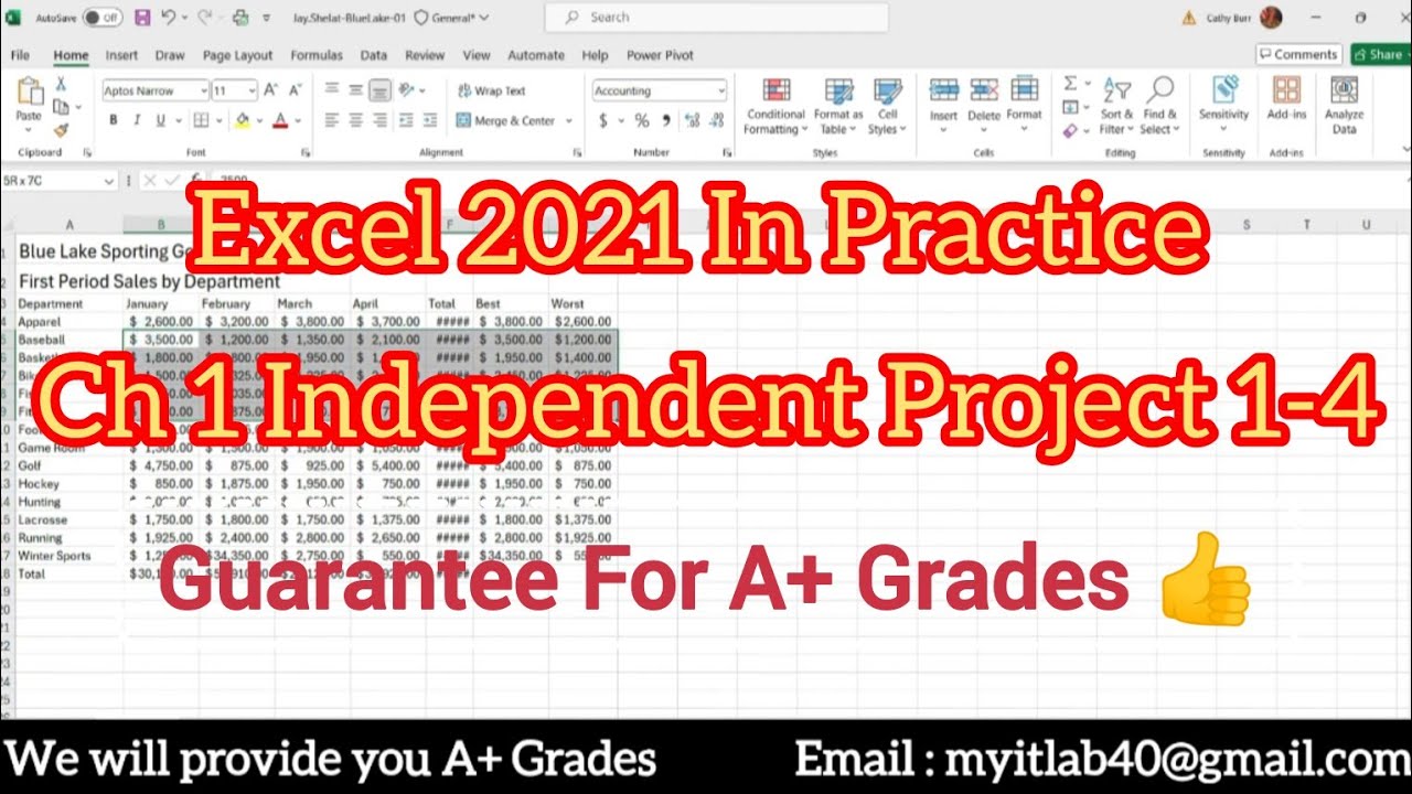 Excel 2021 In Practice - Ch 1 Independent Project 1-4 Alt | Chapter 1 ...