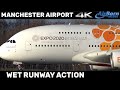 Manchester Airport MAN/EGCC A Winter Day Spotting on a Wet Runway 05L Close Up / Slow Motions