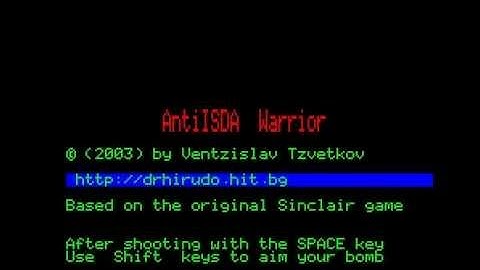 The game AntiISDA Warrior for Oric Atmos retro computer