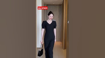 MÃ DP401.. mẫu váy đen dáng dài cổ tim quá sang..| gọi DT ZALO 0766,522,104 | Váy Đầm Trung Niên