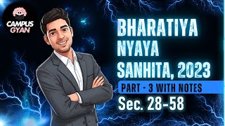 Bharatiya Nyaya Sanhita 2023 Part 3 Explained | Sections 28-58 with Notes | Campus Gyan