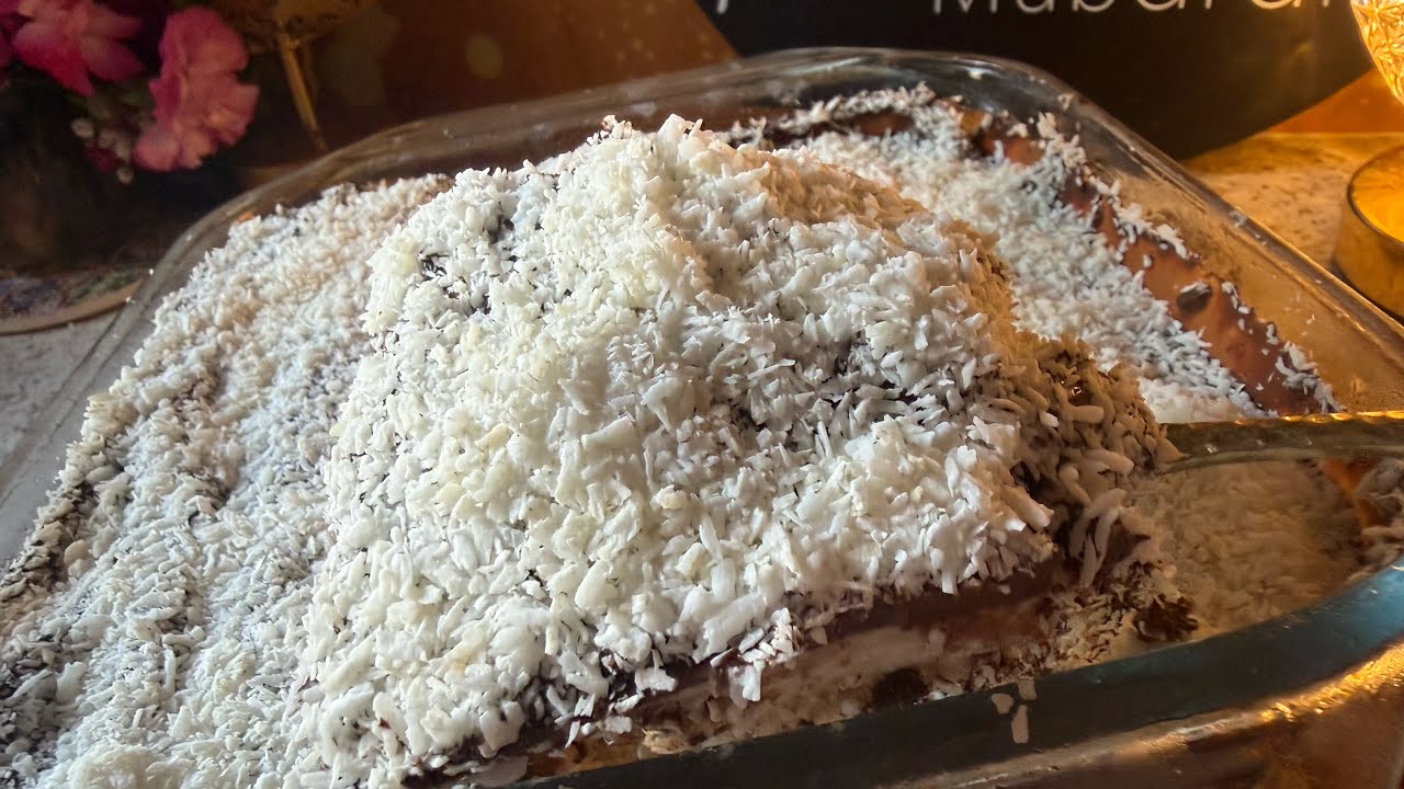 ‏تحلية جوز الهند اقتصاد بدون فرن أسرع تحلية لذيذة جدا جربوها 🤤👌