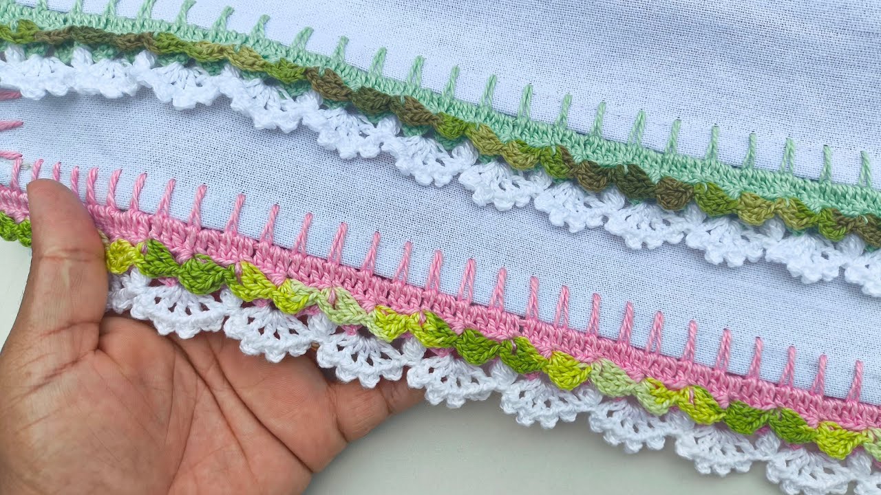 BICO DE CROCHÊ PARA PANO DE PRATO FÁCIL E RÁPIDO 🌸