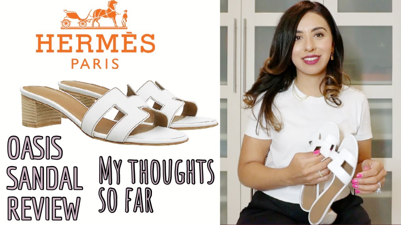 Hermes Oasis Sandals Etoupe Epsom Block Heels 35