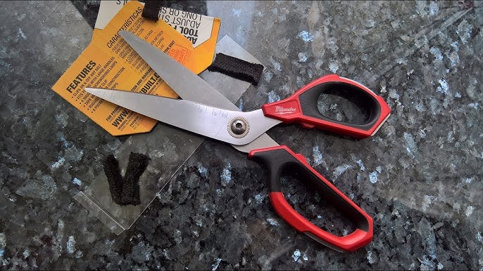 Milwaukee 48-22-4041 Iron Carbide Core Large-Looped Straight Jobsite  Scissors w/ Onboard Ruler Markings and Index Finger Groove 