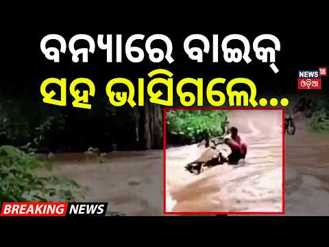 ବନ୍ୟାରେ ବାଇକ ସହ ଭାସିଗଲେ...Mayurbhanj Flood News |Youth Swept Away While Crossing Road|Similipal News