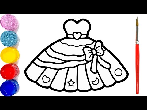 Vẽ tranh chiếc váy dạ hội đẹp xinh lung linh 💖 How to Draw a Dress Coloring Page 💖 Glitter Dress 💖