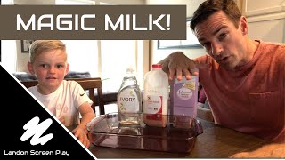 Father & son try magic milk experiment