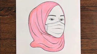 رسم فتاة بالكمامة - كيفية رسم فتاة جميلة مغطاة - رسم رسومات قلم رصاص المدرسة