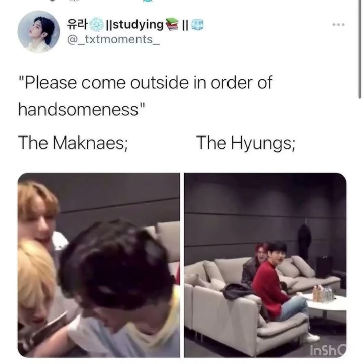 Txt maknae think they’re more handsome than hyung line😭💙