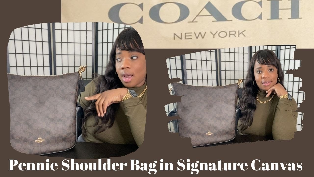 Coach Pennie Shoulder Bag In Signature Canvas C1523 - Brown/Black