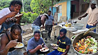 Five Men Conquer The Mission Rough Work & Good Food || Pumpkin & Carrrot Rice w/ Brown Stew Chicken