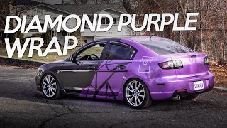 Mazda 3's Wrap Is FINALLY Complete! | Diamond Purple Wrap & Side Skirt Install