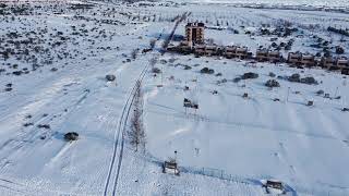 Cabanillas del Campo a vista de dron bajo el manto blanco de la nieve al paso de 'Filomena'