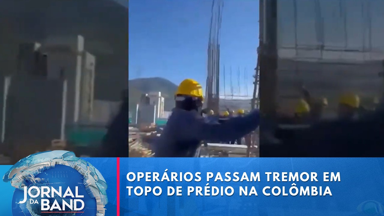 Terremoto: Novas imagens mostram operários em topo de prédio na Colômbia | Jornal da Band