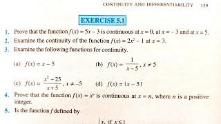 Exercise 5.1 class 12 | NCERT CLASS 12 MATH EXERCISE 5.1 SOLUTIONS | CONTINUITY & DIFFERENTIABILITY