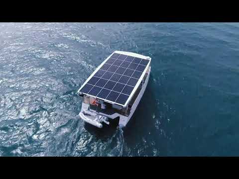 "Solar Eclipse" 100% Solar Yacht goes out to the open sea!