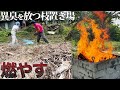 【快感】肥やしになった枝の山をひたすら燃やす!!虫がうじゃうじゃ…【102日目】