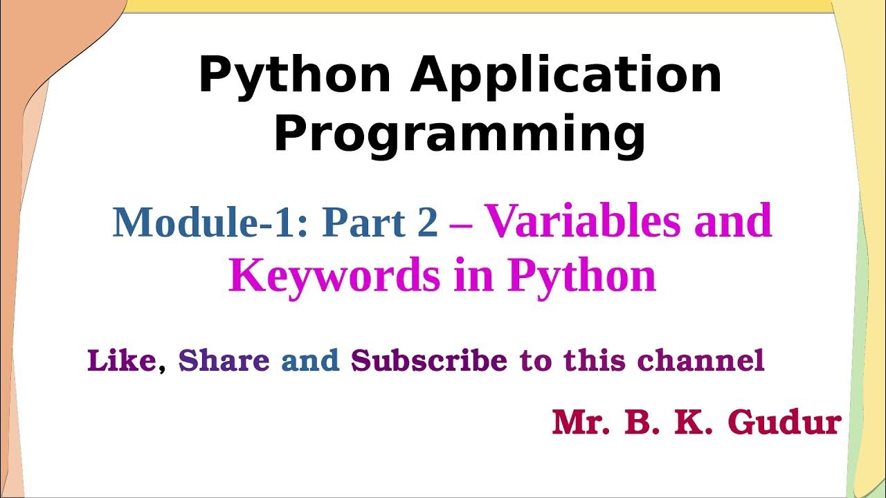 Variables and Keywords In Python - YouTube