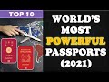 Top 10 Most Powerful Passports in The World | By Henley 2021