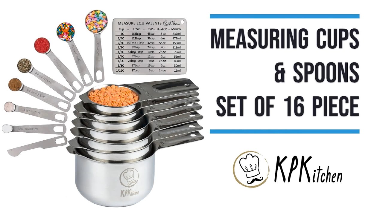 Hudson Essentials Stainless Steel Measuring Cups and Spoons Set (14 Piece Set)