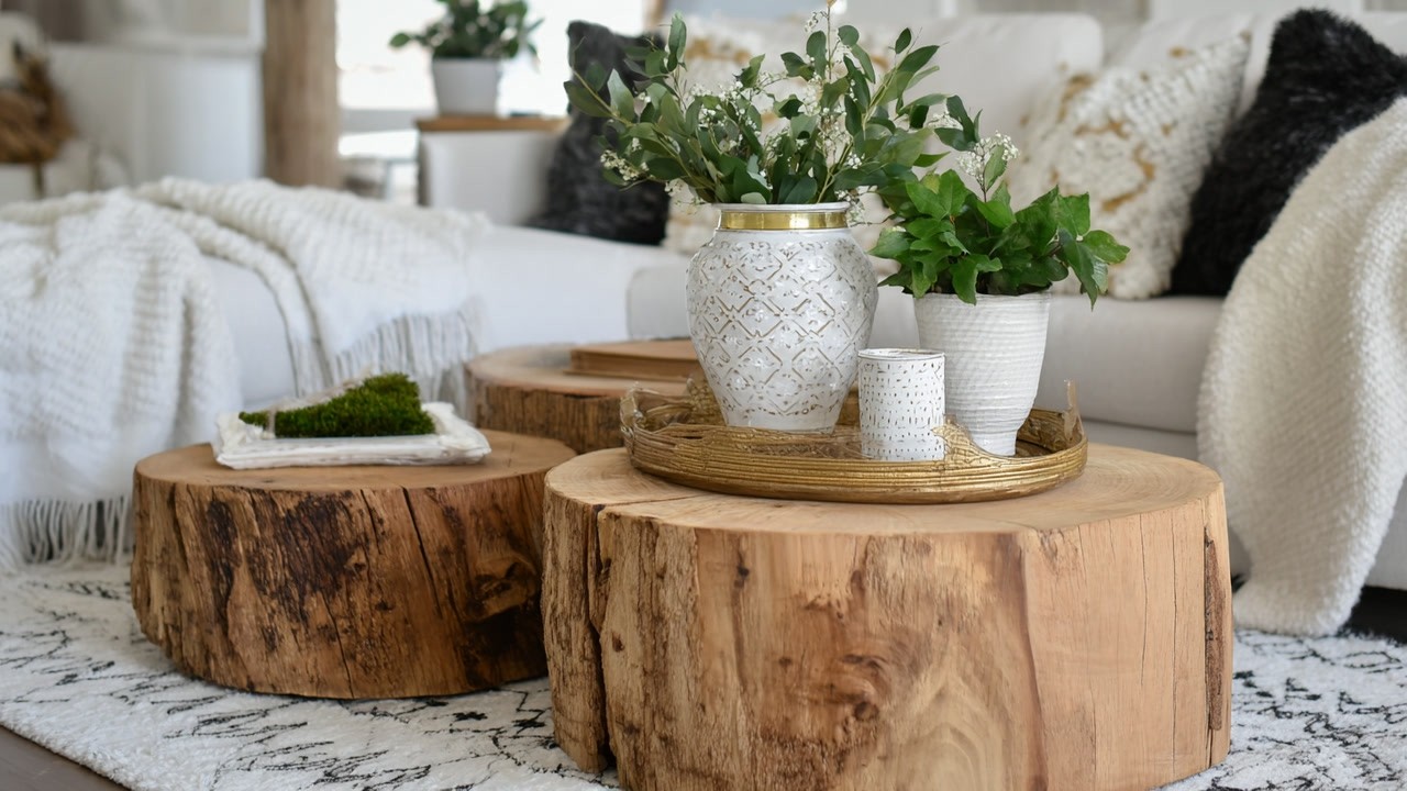 Natural After Christmas Winter Decor Using Wood, Linen, and Greenery