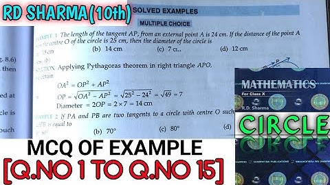 RD SHARMA CLASS 10 CIRCLE, MCQ OF EXAMPLE  [Q.NO-1 TO 15] MATH FEAR | CHAPTER 8 |CBSE