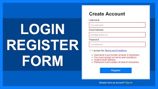 Login and Registration Form Using HTML, CSS, and JavaScript