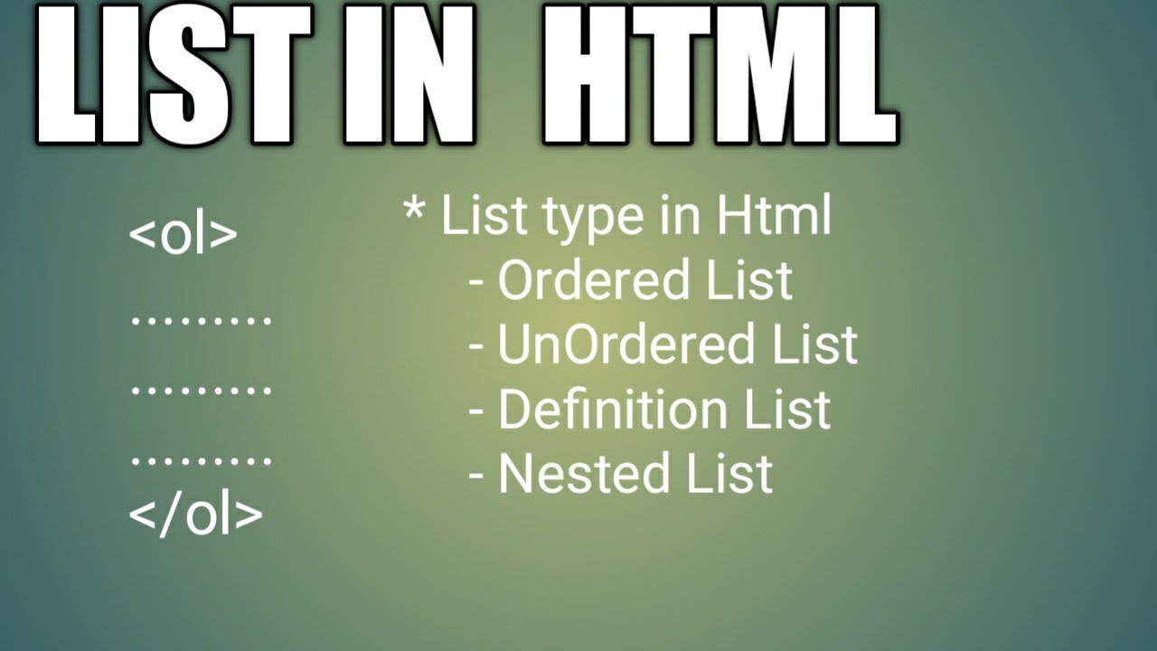 How can create List in Html - YouTube