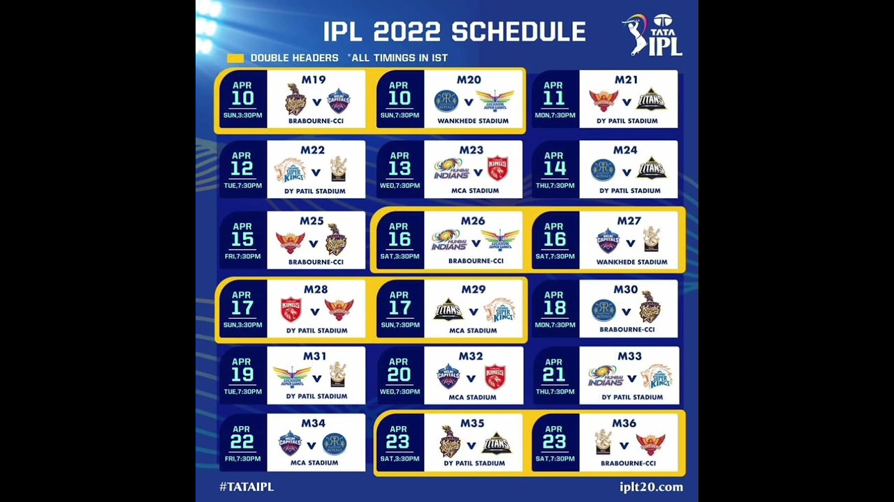 Tata ipl 2022 schedule 