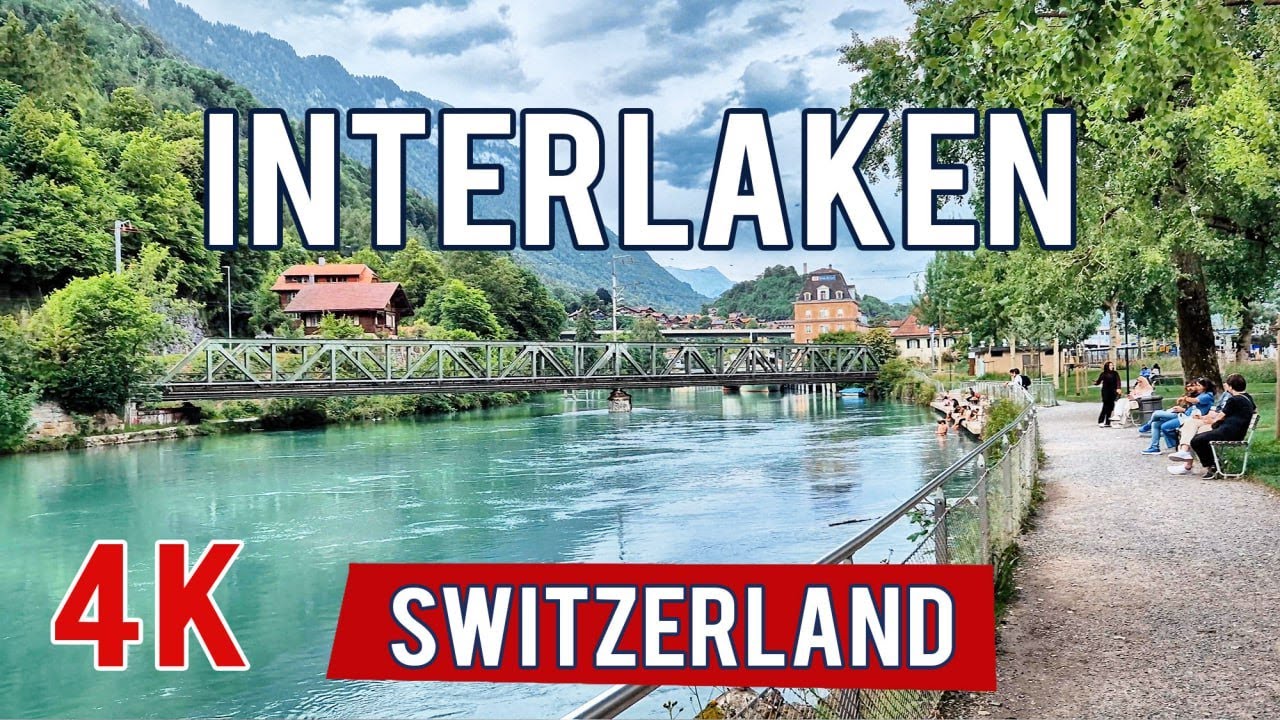 Интерлакен & Озеро Тун (Thunersee) Швейцария 2025. Пеший тур по Интерлакену 4K