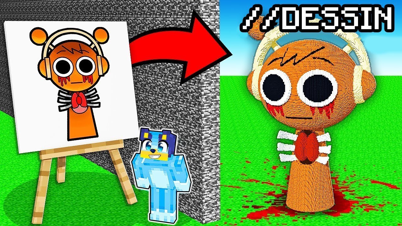 BLUEY Triche en Build Battle de SPRUNKI avec le //DESSIN sur Minecraft !