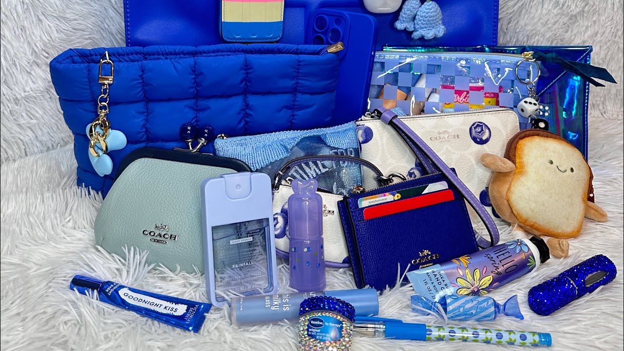Pack my bag with me! 💙🩵Purse sounds