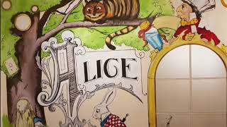 Classic Alice in wonderland mural art by drews wonder walls
