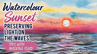 How to use Masking Fluid for Sea Waves and a Bright White Sun