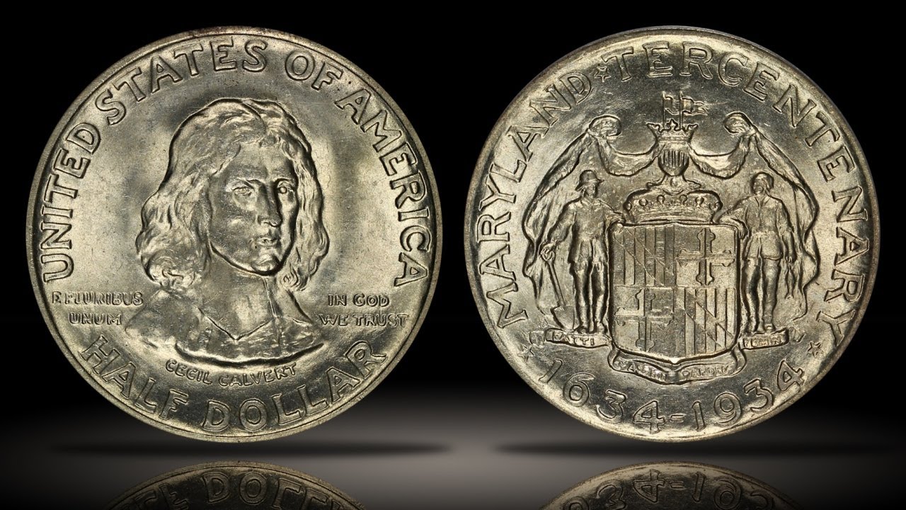 1934 Maryland Tercentenary Commemorative Half Dollar PCGS MS64 in Old Green Label Holder