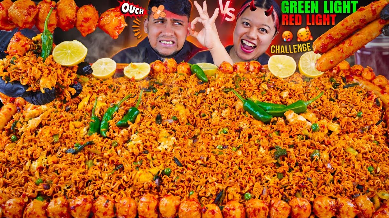 EXTREMELY FUN! 😂🤣 FRIED WAI WAI Noodles RECIPE + MUKBANG || Sausages & Meatballs Challenge 🔥