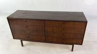 Jack Cartwright for Founders Mid Century Walnut 8 Drawer Lowboy Dresser