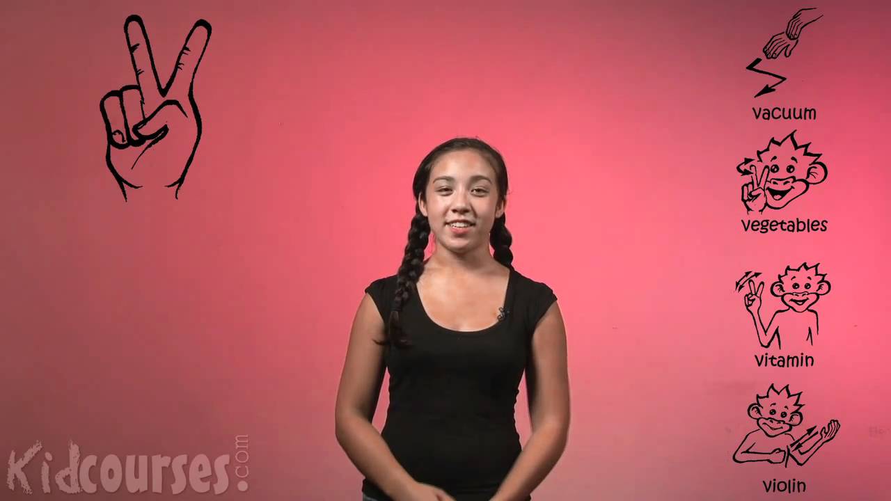 Sign Language Alphabet Rhymes - ABC Signs - V [kidcourses.com] - YouTube
