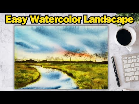 30 minute Watercolor Landscape: Quick One Layer Technique