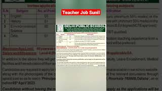 Delhi Public School Teacher Recruitment 2023 Odisha  Dps Teacher Vacancy 2023 Odisha shorts