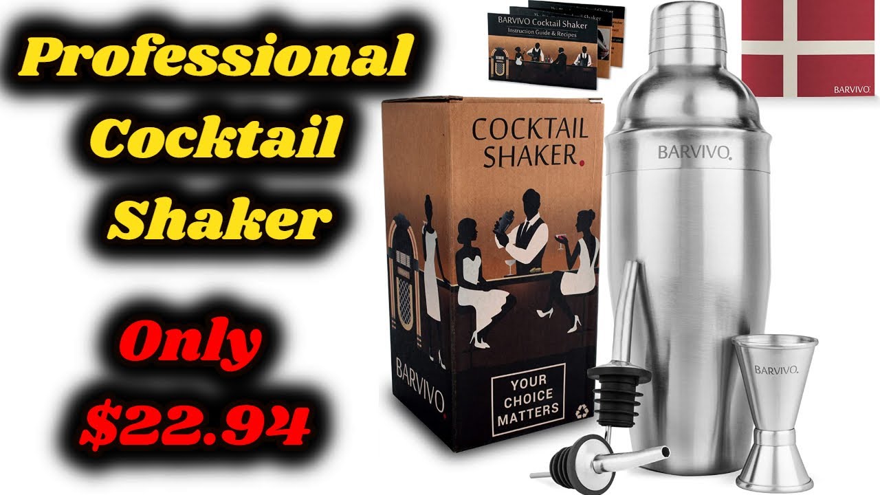 Professional Cocktail Shaker Set w/a Double Jigger & Liquor Pourers by BARVIVO - UNBOXING - YouTube