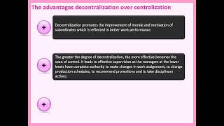 Advantages of centralization and decentralization