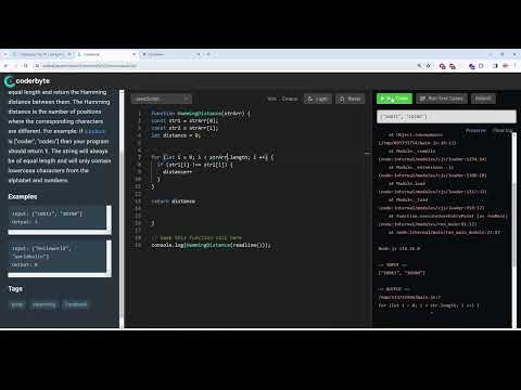 Coderbyte | Hamming Distance| Easy | Solution with JavaScript