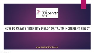SQL Server Tutorials In Urdu/Hindi - How to Create Identity Field (Auto Increment Field)