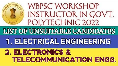 LIST OF UNSUITABLE CANDIDATES II WORKSHOP INSTRUCTORS IN GOVT. POLYTECHNIC-2020-22