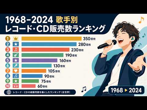 【1968-2024】オリコン アーティスト別 年間CD売上ランキング推移