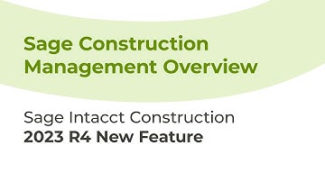 Sage Construction Management Overview