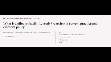 What is a pilot or feasibility study? A review of current practice and editorial poli... | RTCL.TV