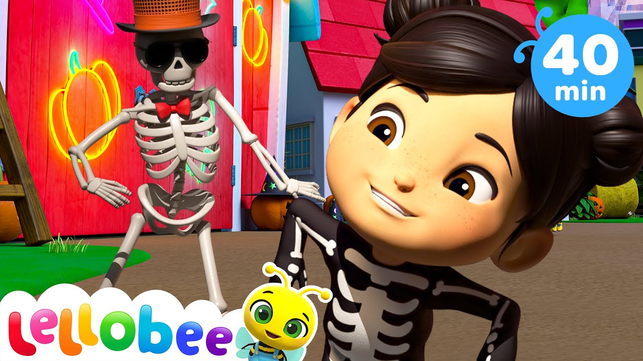 Skeleton Trick or Treat Dance! | Halloween on the Farm! - Lellobee Songs for Kids